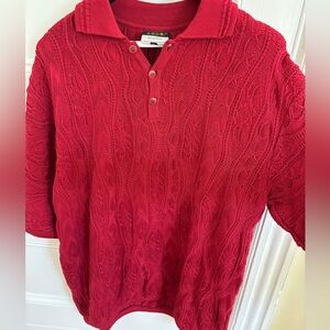 Vintage 90s COOGI Australia Red Knit Short Sleeve Sweater